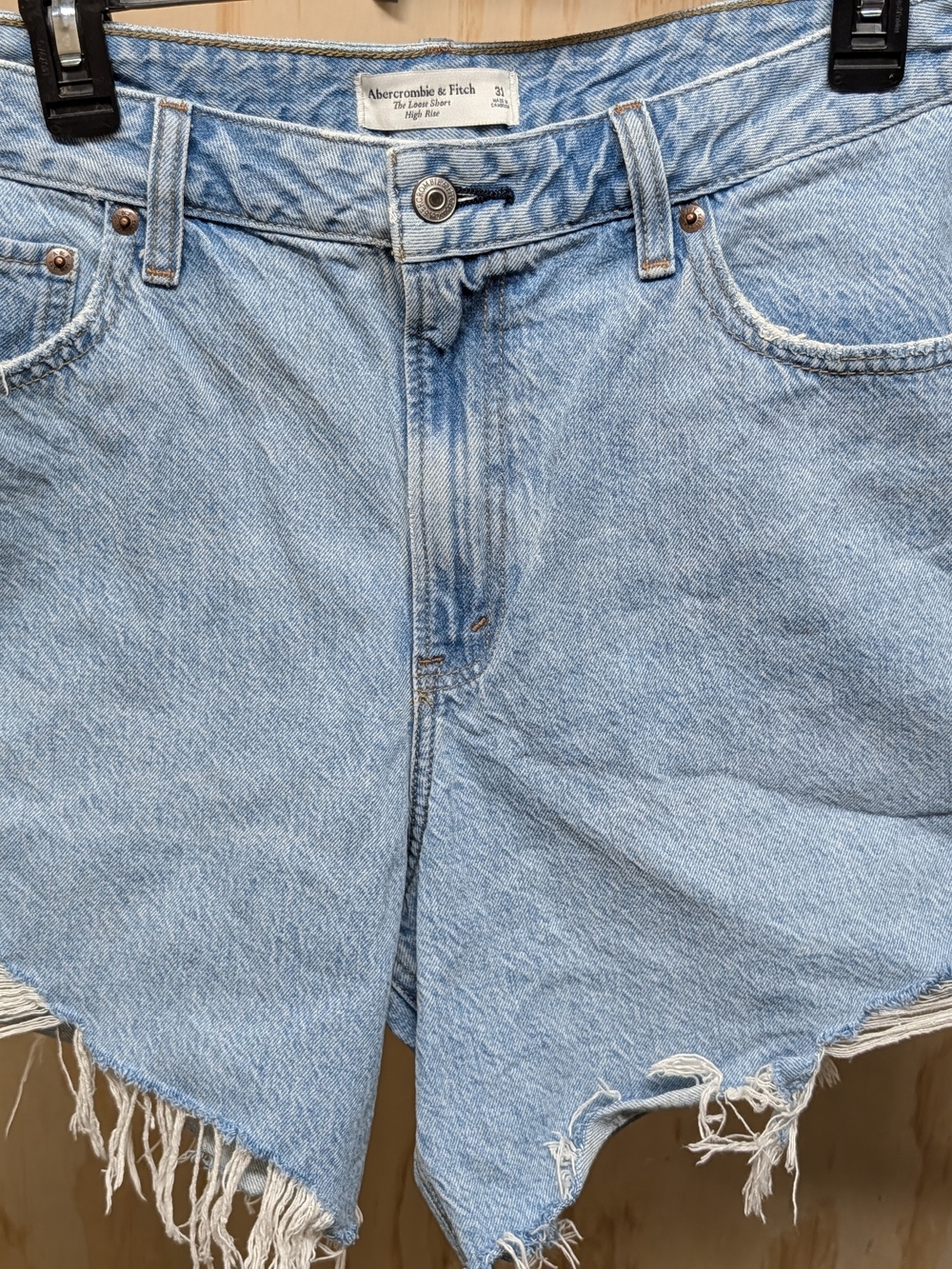 Abercrombie & Fitch Light Blue High-Rise Loose Denim Shorts Curve Love